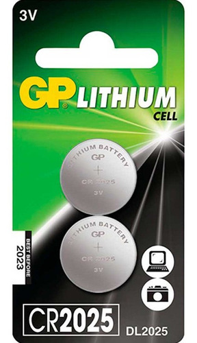 GP BATERIA LITHIUM BUTTON CR 2025 X 2