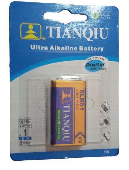 TIANQIU BATERIA 9V 6LR61/1BP ALKALINA