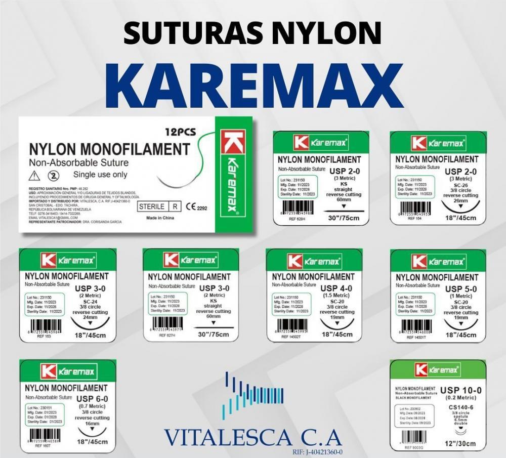 SUTURA NYLON MONOFILAMENT 3-0 30/75 CM RECTA X UNID