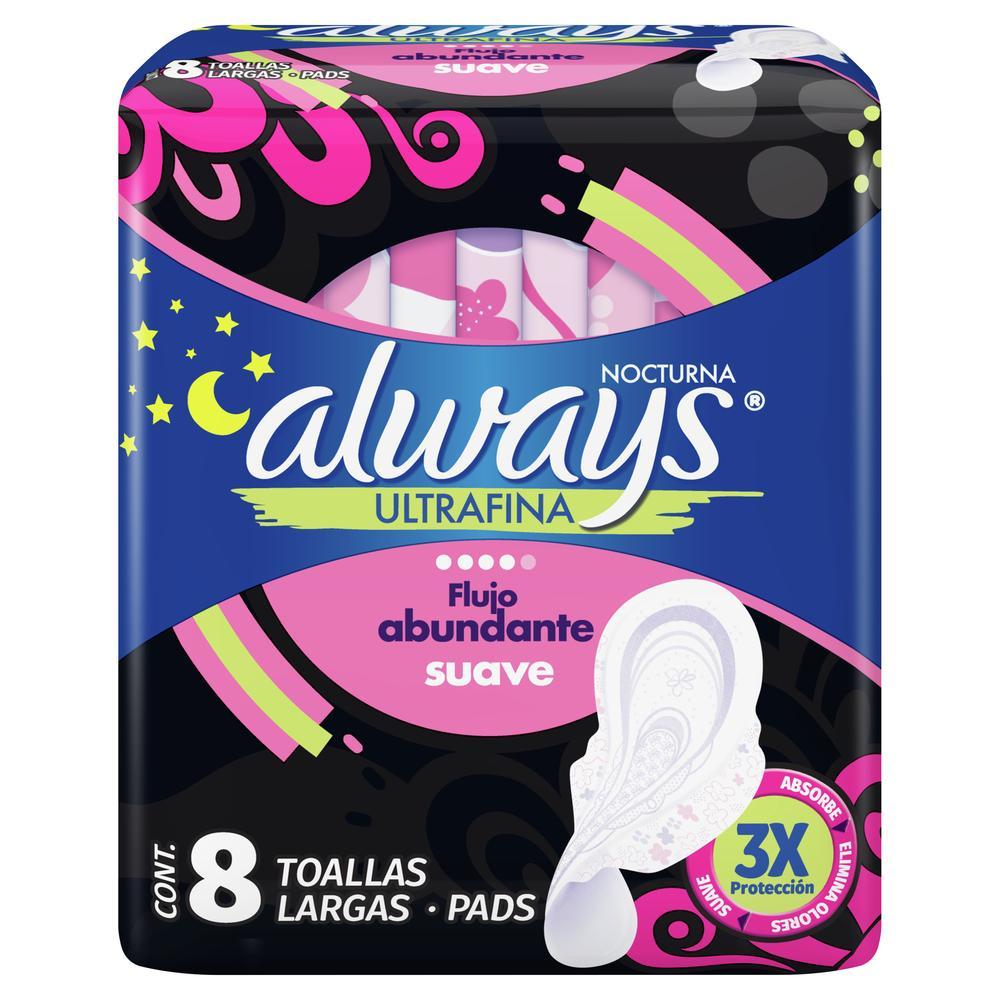 ALWAYS TOALLAS ULTRAFINA-SUAVE NOCTURNA X 8 UND 