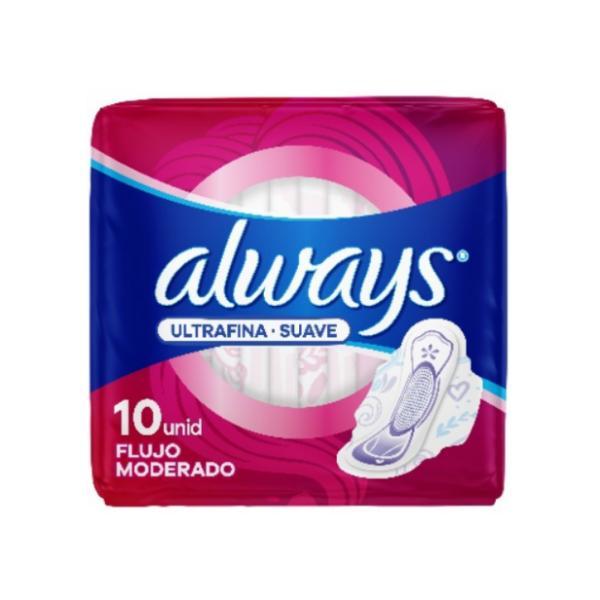 ALWAYS TOALLAS ULTRAFINA-SUAVE DIURNAS FLUJO MODERADO X 10 UND 