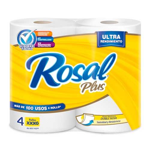 ROSAL PLUS PAPEL HIGIENICO 600 HOJAS 4 R X 12 PAQ AMARILLO