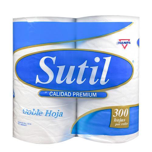PAPEL HIGIENICO SUTIL DOBLE HOJA 300 H X 4 ROLLOS