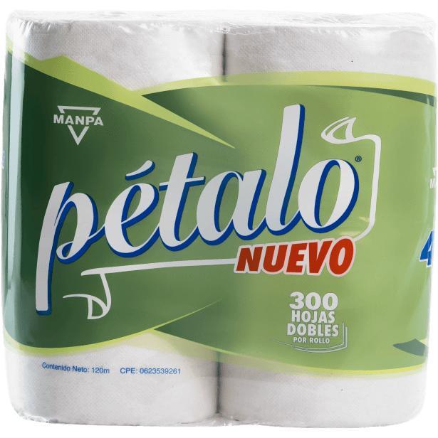 PAPEL HIGIENICO PETALO DOBLE HOJA 300 H X 4 ROLLOS