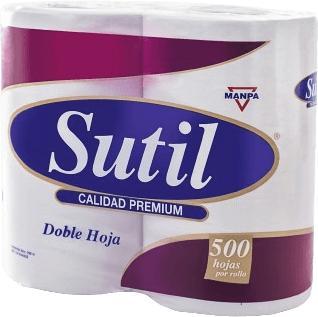PAPEL HIGIENICO SUTIL DOBLE HOJA 500 H X 4 ROLLOS PREMIUM
