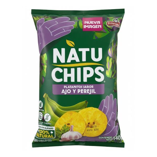 FRITO LAY NATUCHIPS PLATANITOS AJO Y PEREJIL 140 GRS