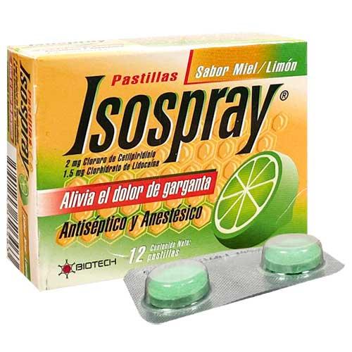 ISOSPRAY CETILPIRIDINIO LIDOCAINA 2-1.5 MG X 12 PAST SABOR MIEL/LIMON (BENZODIAZOL)