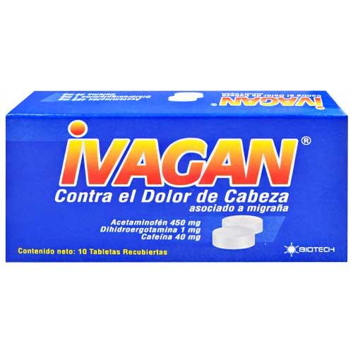 IVAGAN ACETAMINOFEN DIHIDROERGOTAMINA CAFEINA 450-1-40MG X 10 TAB 