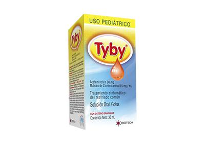 TYBY ACETAMINOFEN 80MG + CLORFENIRAMINA 0.5MG/ML SOL ORAL GTA PED X 30ML