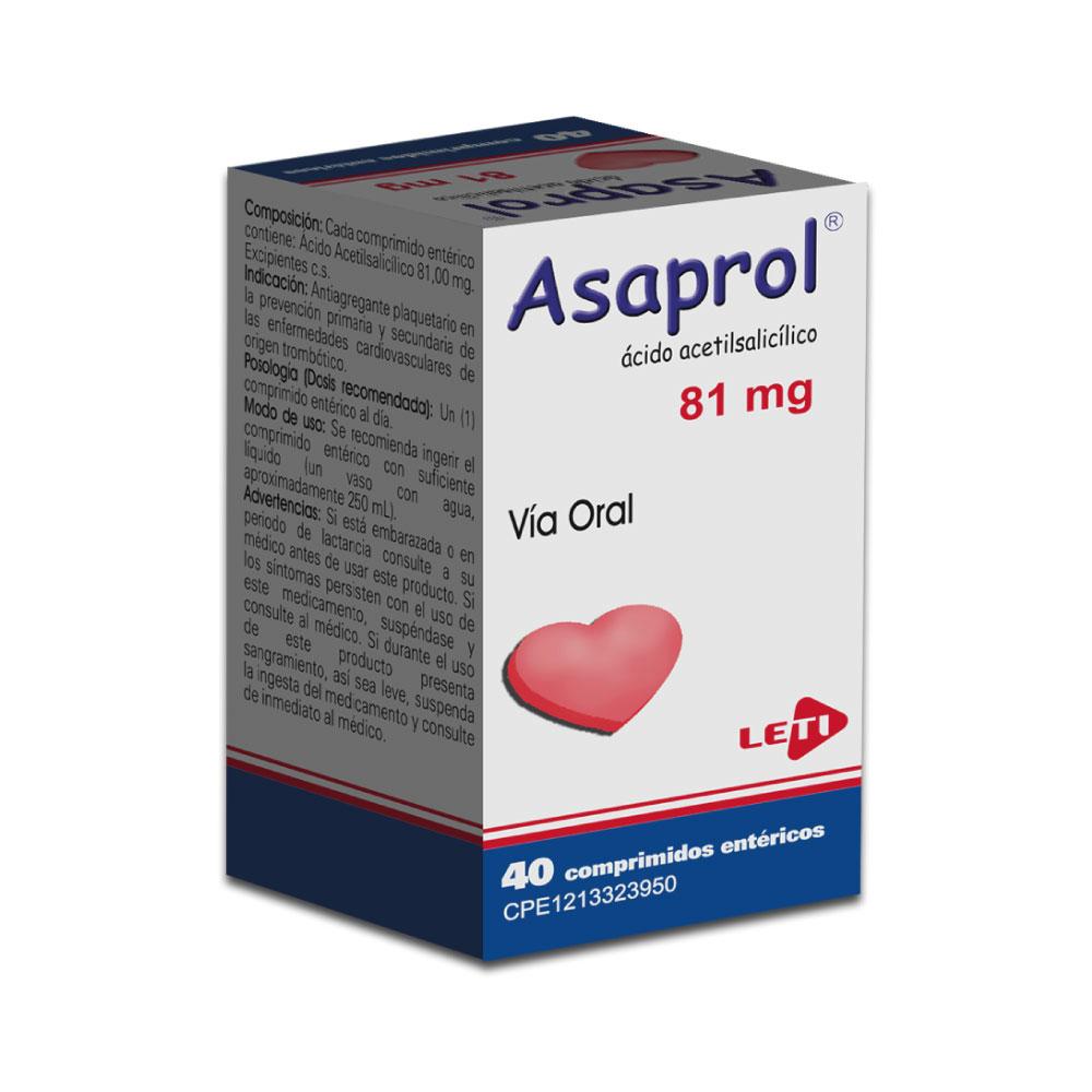 ASAPROL ACIDO ACETILSALICILICO 81 MG X 40 COMPRD 