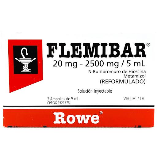 FLEMIBAR METAMIZOL/HIOSCINA 20MG-2500 MG/5 ML SOL INY IV/IM X 3 AMP (DIPIRONA, BRAL, FLEMIBAR)