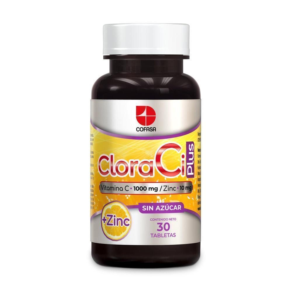 CLORA CI PLUS VITAMINA C 1000 MG/ZINC 10GR 30TAB S/AZUCAR COFASA