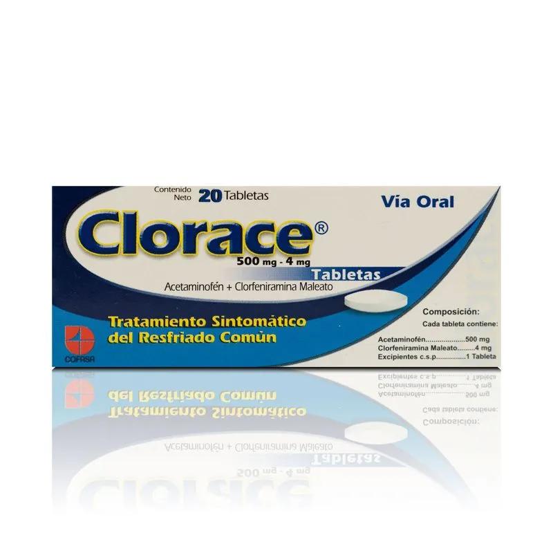 CLORACE ACETAMINOFEN CLORFENIRAMINA 500MG-4MG X 20 TAB