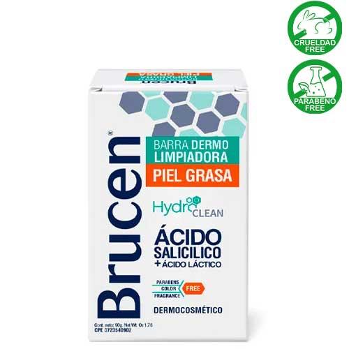 BRUCEN BARRA DERMO LIMPIADORA PIEL GRASA ACIDO SALICILICO + ACIDO LACTICO 90GR