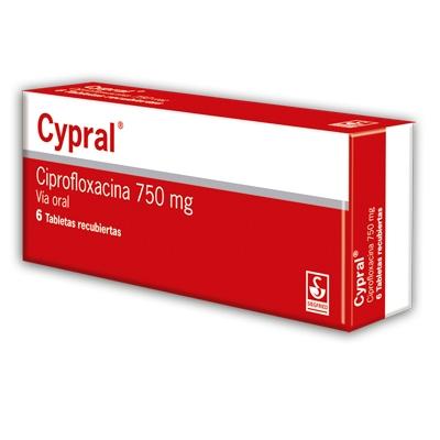 CYPRAL CIPROFLOXACINA 750 MG X 6 TAB RECUBIERTAS 