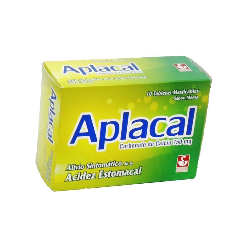 APLACAL CARBONATO DE CALCIO MENTA 750 MG MAST X 10 TAB (ANTIACIDO)