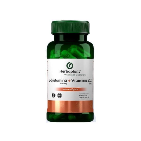 L-GLUTAMINA 500 MG + VITAMINA B12 5 MG X 60 CAP HERBAPLANT