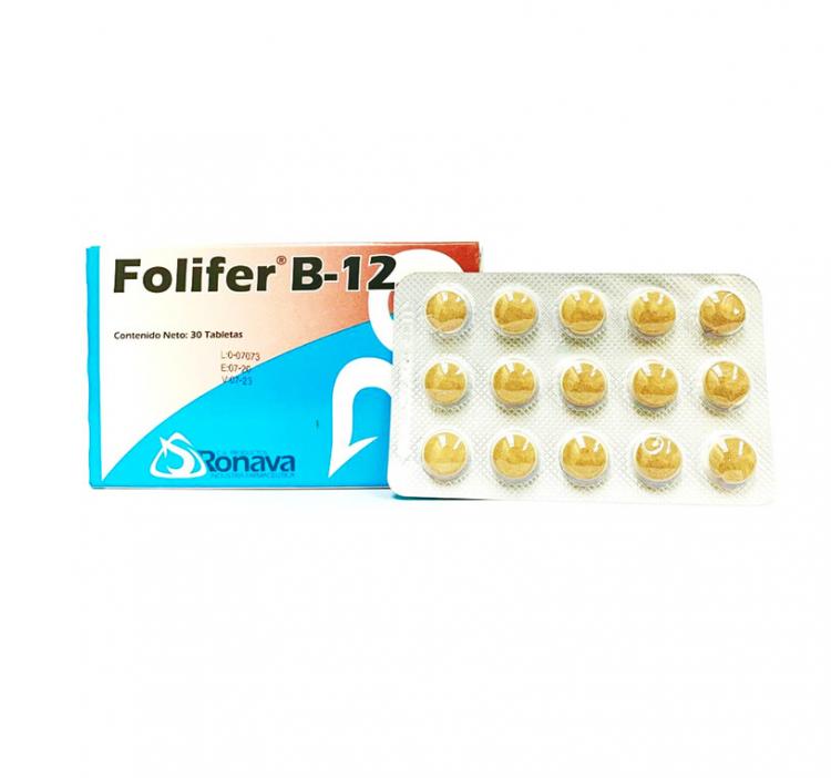 FOLIFER B-12 HIERRO + VITAMINA B12 X 30 TAB