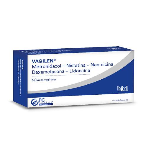 VAGILEN R 750MG/200MG METRO+NISTATINA+DEXA+LIDO X 7 OVULOS VAGINALES