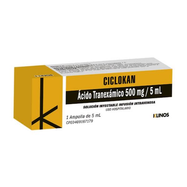 CICLOKAN 500MG/5ML INYECTABLE INTRAVENOSA ACIDO TRANEXAMICO