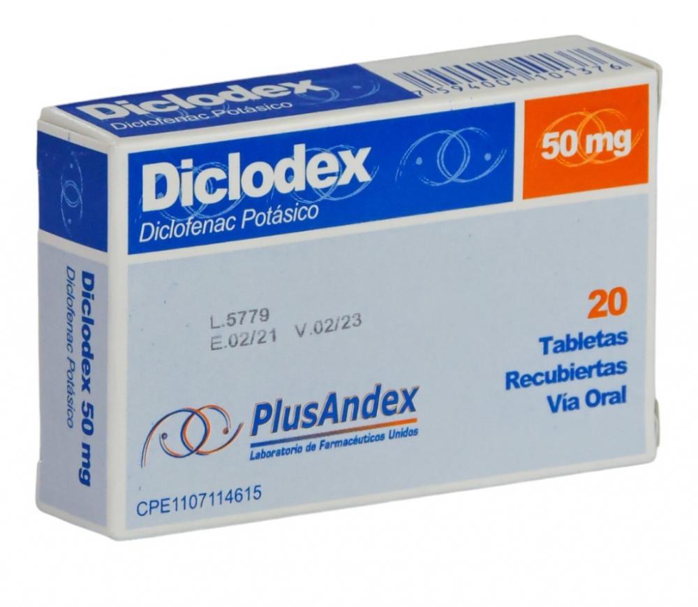 DICLODEX DICLOFENAC POTASICO 50 MG X 20 TAB REC (AFLAMAX)