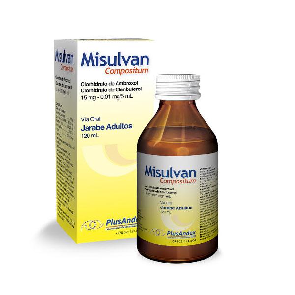 MISULVAN COMPOSITUM AMBROXOL 15MG+CLEMBUTEROL 0.01MG/ML JBE ADULTO 120ML 