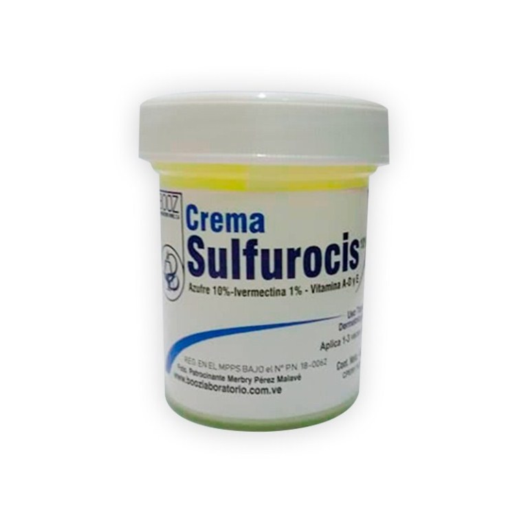 CREMA SULFUROSIS- AZUFRE 10%- IVERMECTINA 1%- VITAMINA A-D Y E 