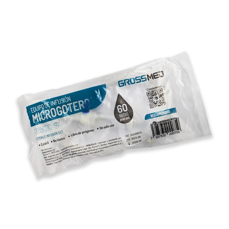 SET DE INFUSION MICROGOTERO EN Y 60 GOTAS X ML