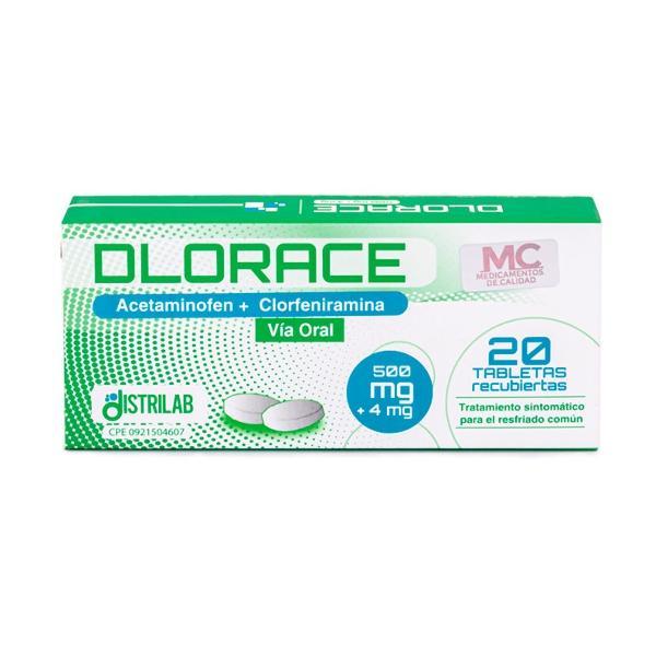 D-LORACE 500MG-4MG 20TAB REC (ACETAMINOFEN 500MG-CLORFENIRAMINA 4MG) DISTRILAB