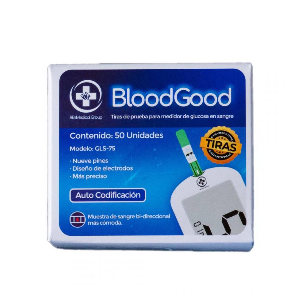 TIRAS NO OXIDABLES DE PRUEBA PARA MEDIDOR DE GLUCOSA EN SANGRE X 50 UNID MODELO GLS-75 