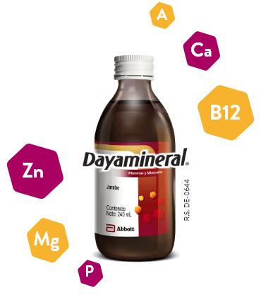 DAYAMINERAL VIT A C D B1 B2 B3 B6 B12 HIERRO CALCIO MAGNESIO ZINC JARBE 240 ML