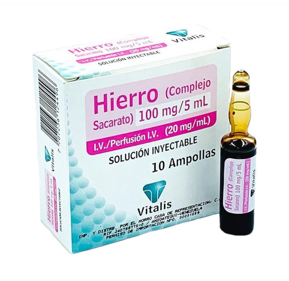 HIERRO SACARATO 100MG/5ML IV SOL INY AMP 