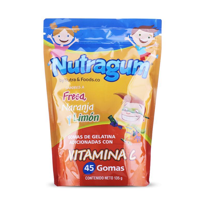 NUTRAGUM VITAMINA C SABOR FRESA-NARANJA-LIMON 135G X 45GOMAS DE GELATINA 