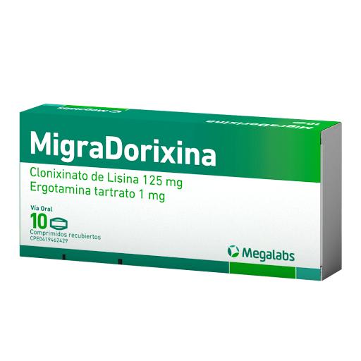 MIGRADORIXINA CLONIX LISINA+ ERGOTAMINA 125MG-1MG X 10 COMPRD 