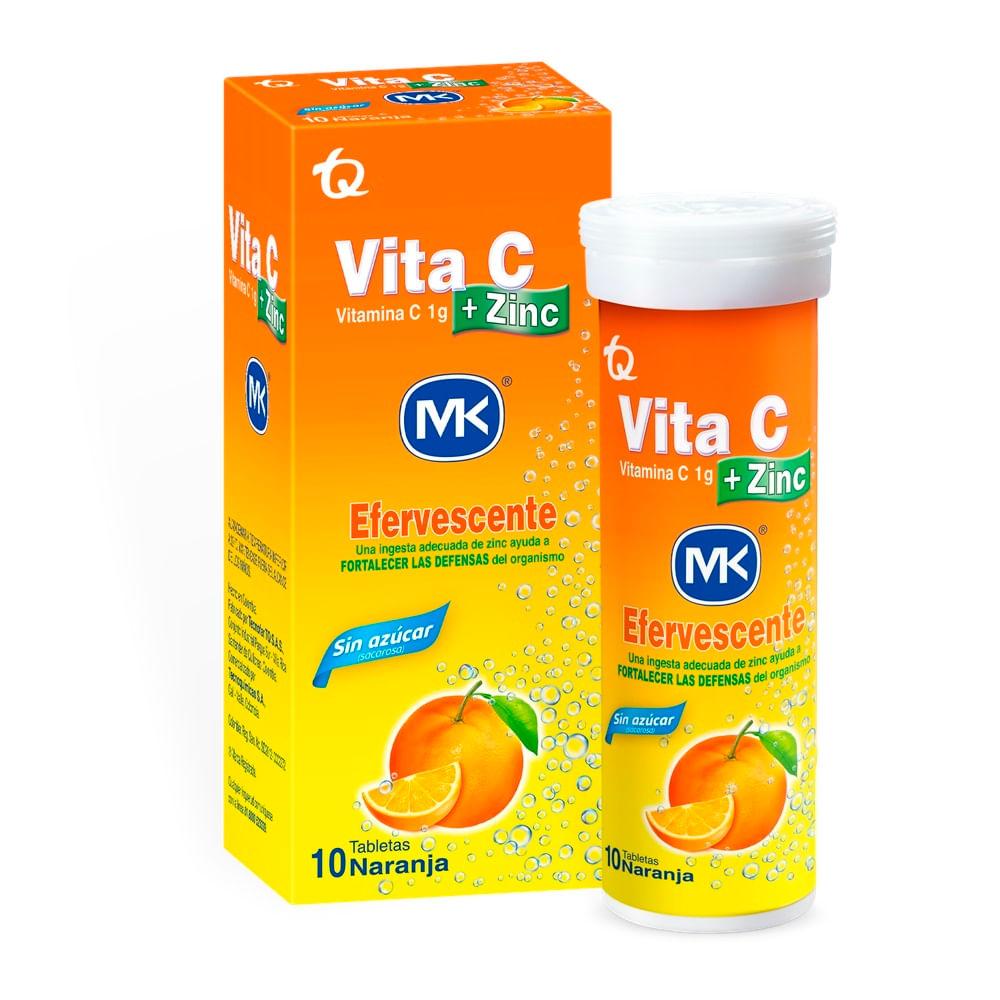 VITAMINA C + ZINC 1GR/10MG X 10 TAB EFERVESCENTES S/NARANJA (ACIDO ASCORBICO)