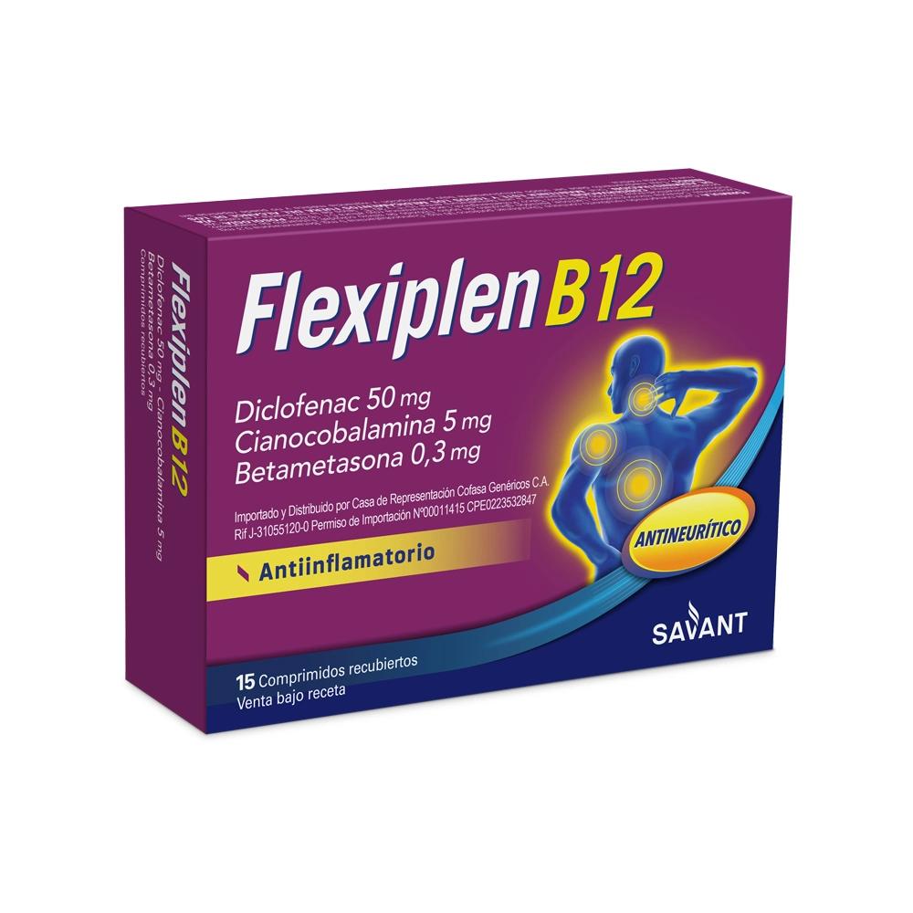 FLEXIPLEN B12 DICLOFENAC CIANOCOBALAMINA BETAMETASONA 50-5-0.3 MG X 15 COMP REC