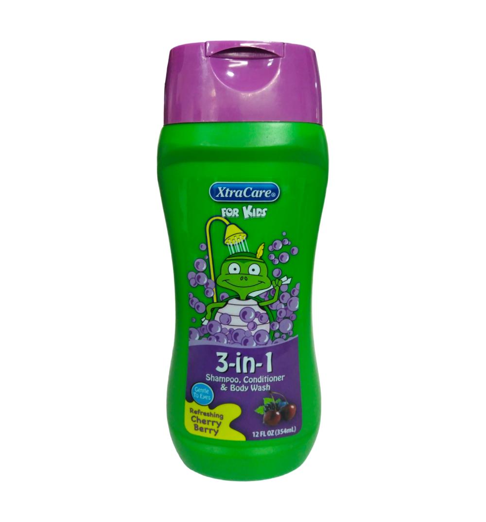 XTRACARE SHAMPOO FOR KIDS 3 EN 1 CHERRY BERRY 12 OZ 354 ML