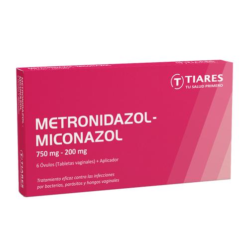 METRONIDAZOL + MICONAZOL 750MG/200MG X 6 OVULOS VAGINALES + APLIC TIARES