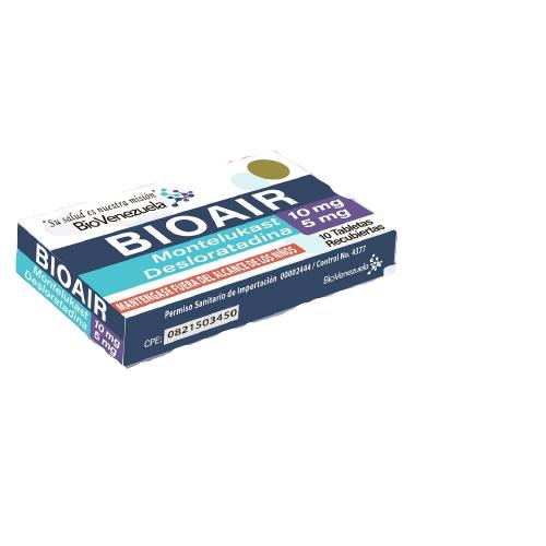 BIOAIR DESLORATADINA 5MG/MONTELUKAST 10MG X 10 TAB (DESLER M)