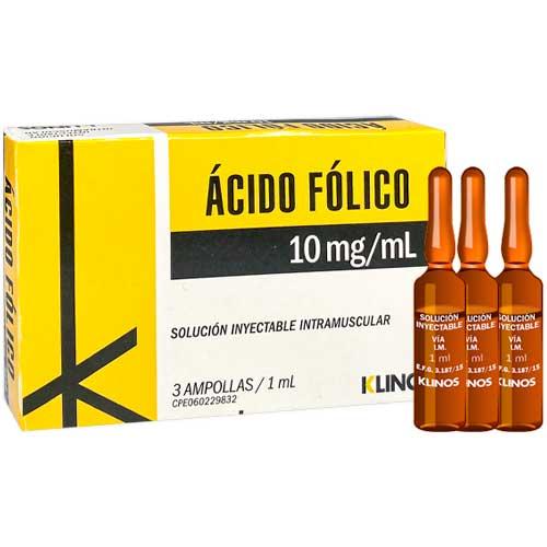 ACIDO FOLICO 10MG/1ML SOL INY IM/IV X 1 AMP (FOLAC/ AFOKLIN)