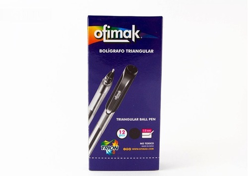 OFIMAK BOLIGRAFO TRIANGULAR COLOR NEGRO X 12