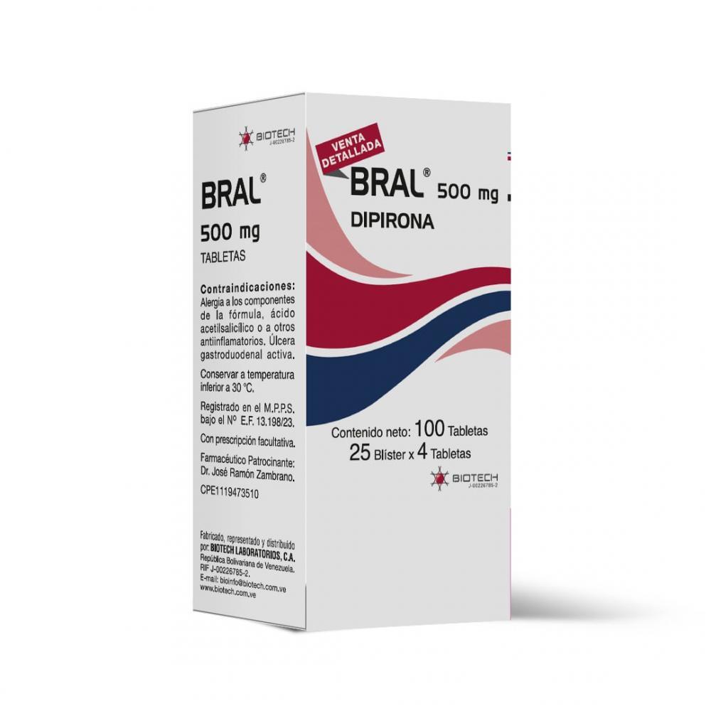 BLIST BRAL DIPIRONA 500MG X 10 TAB (METAMIZOL/ NOVALCINA)
