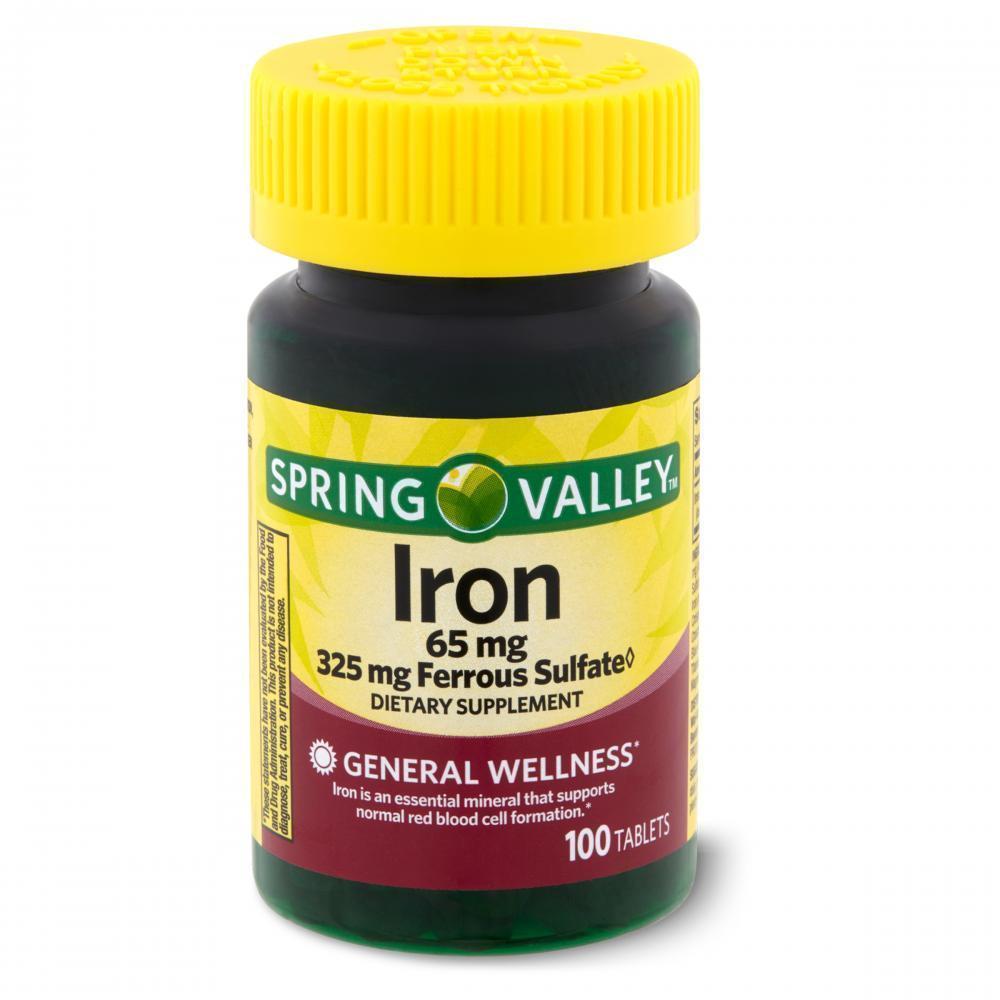 SPRING VALLEY IRON 65 MG SULFAT FERROUS 325 MG X 100 TAB